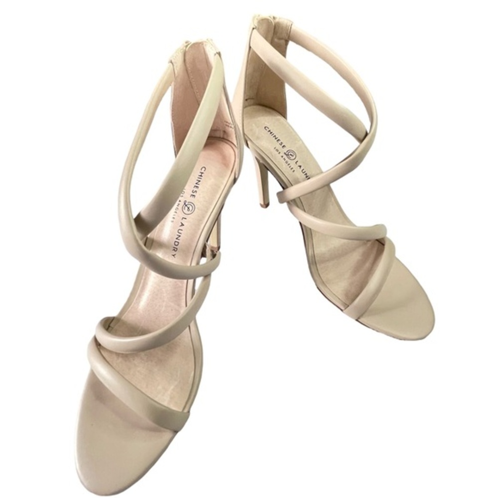 Chinese Laundry Jillian Sand Smooth Sandals Size 11 Back Zip Closure